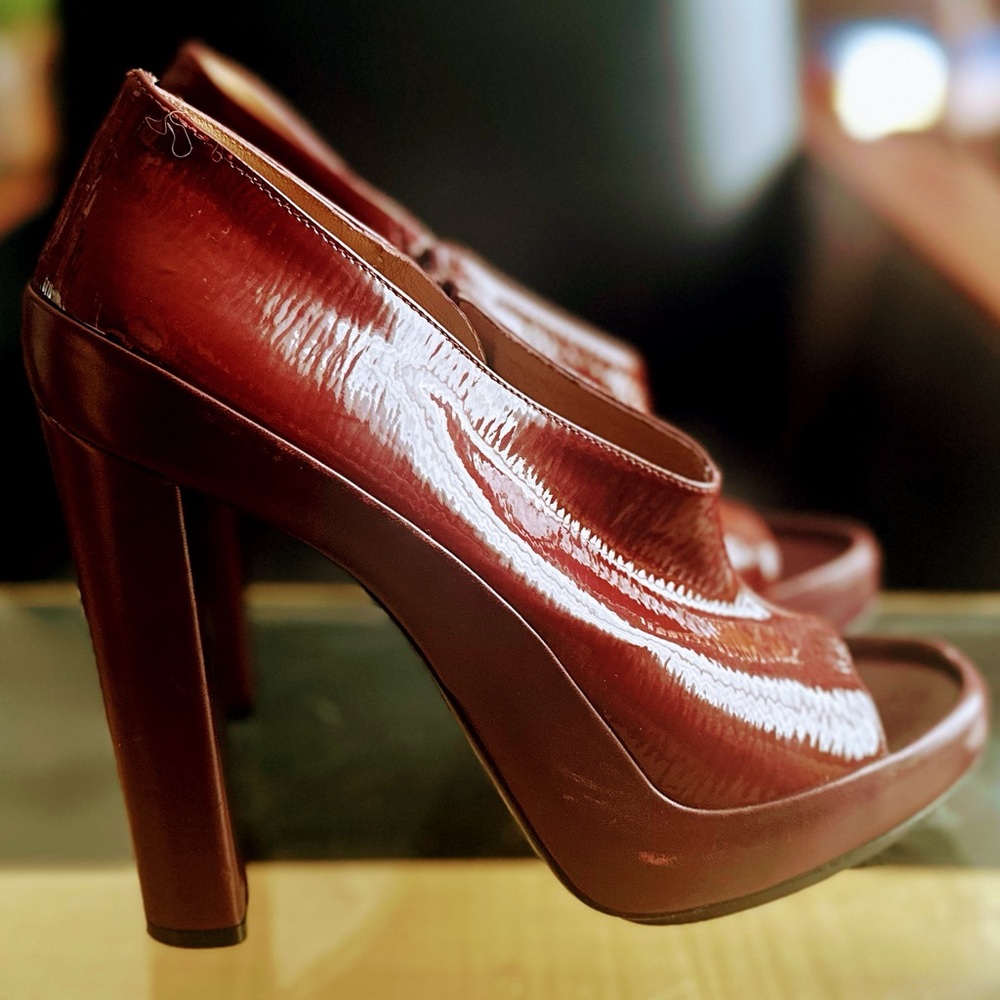 Balenciaga Maroon Platform Shoes